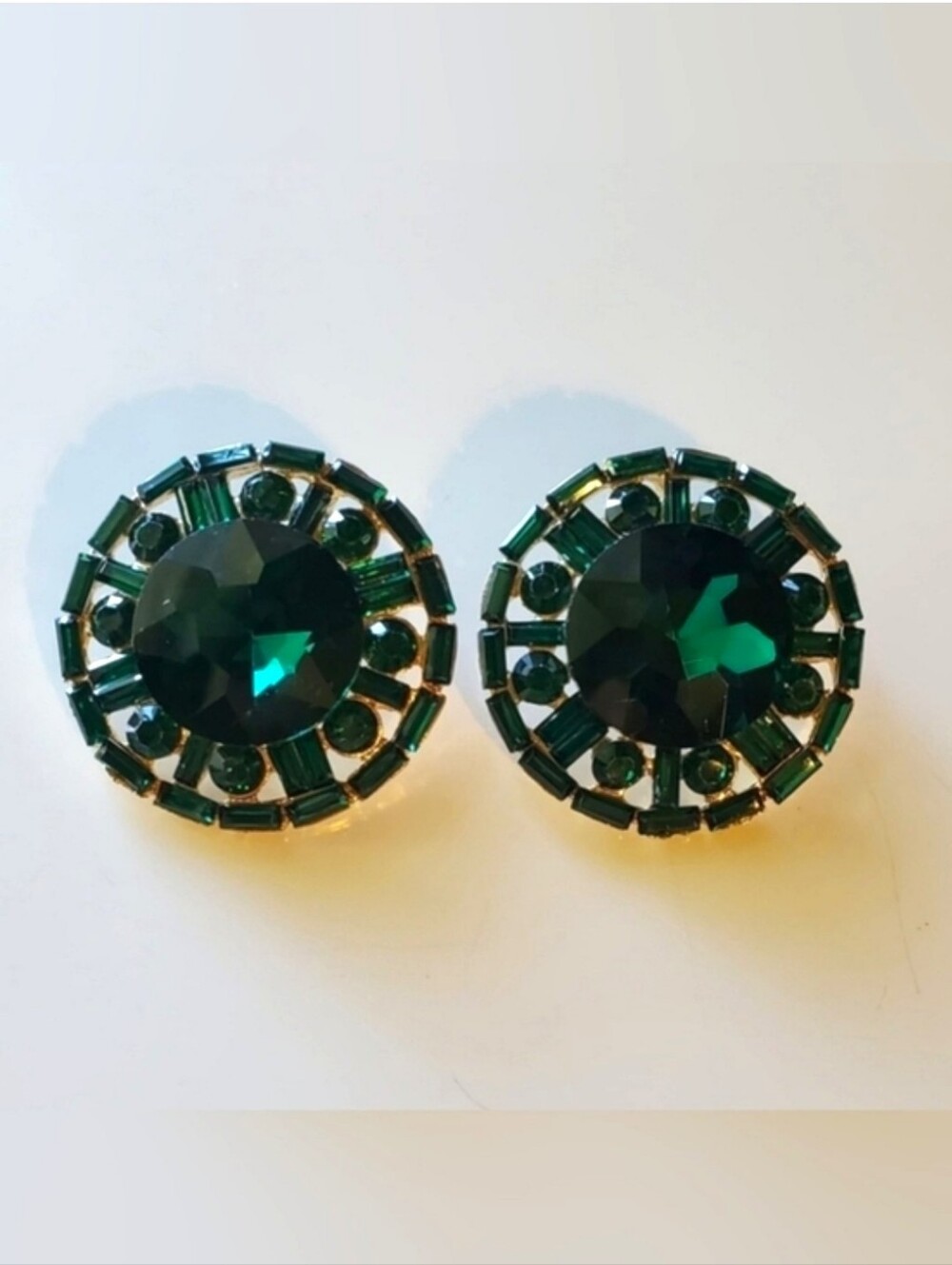 Oversized Rhinestone Button Earrings